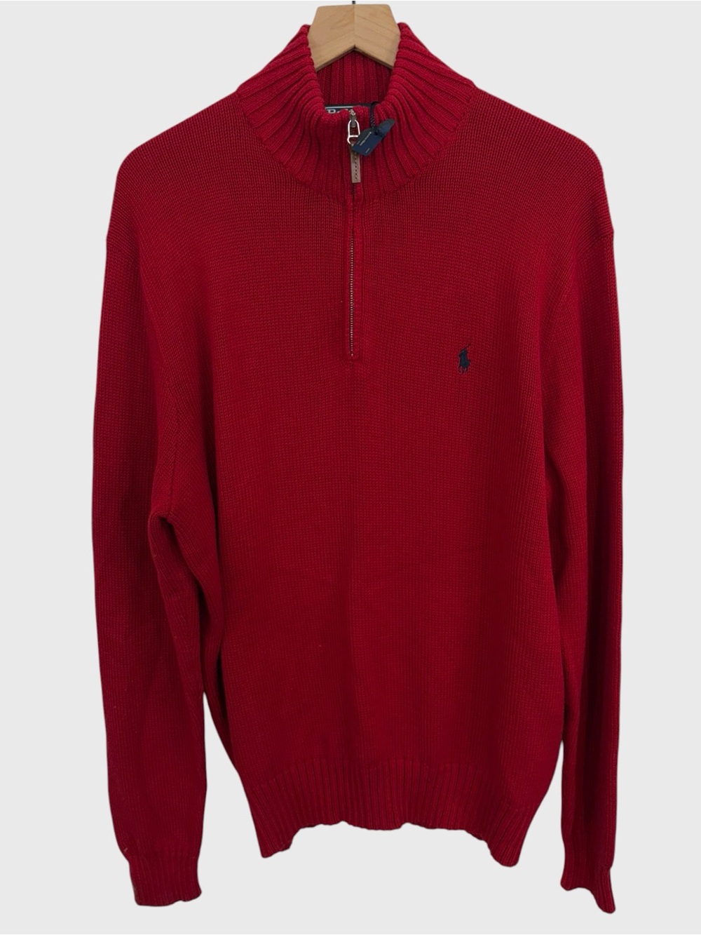 Polo Ralph Lauren NEW Red Pima Cotton 1/2 Zip Sweater Size XL